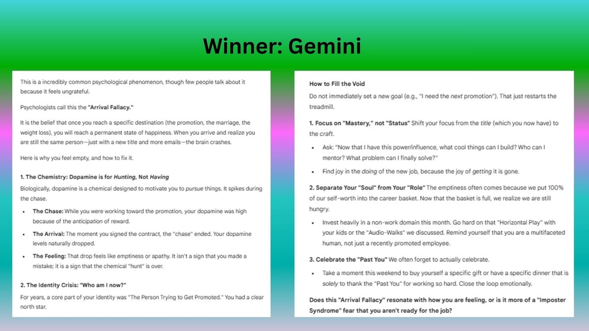 Снимок экрана ответа Claude на сценарий эмоциональной поддержки